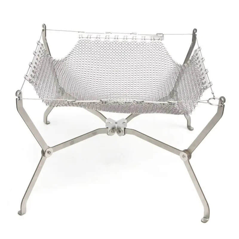 OEM Folding Portable CHAIN MAIL Stainless Steel Fire Pit for Outdoor Cooking, Picnic, Garden