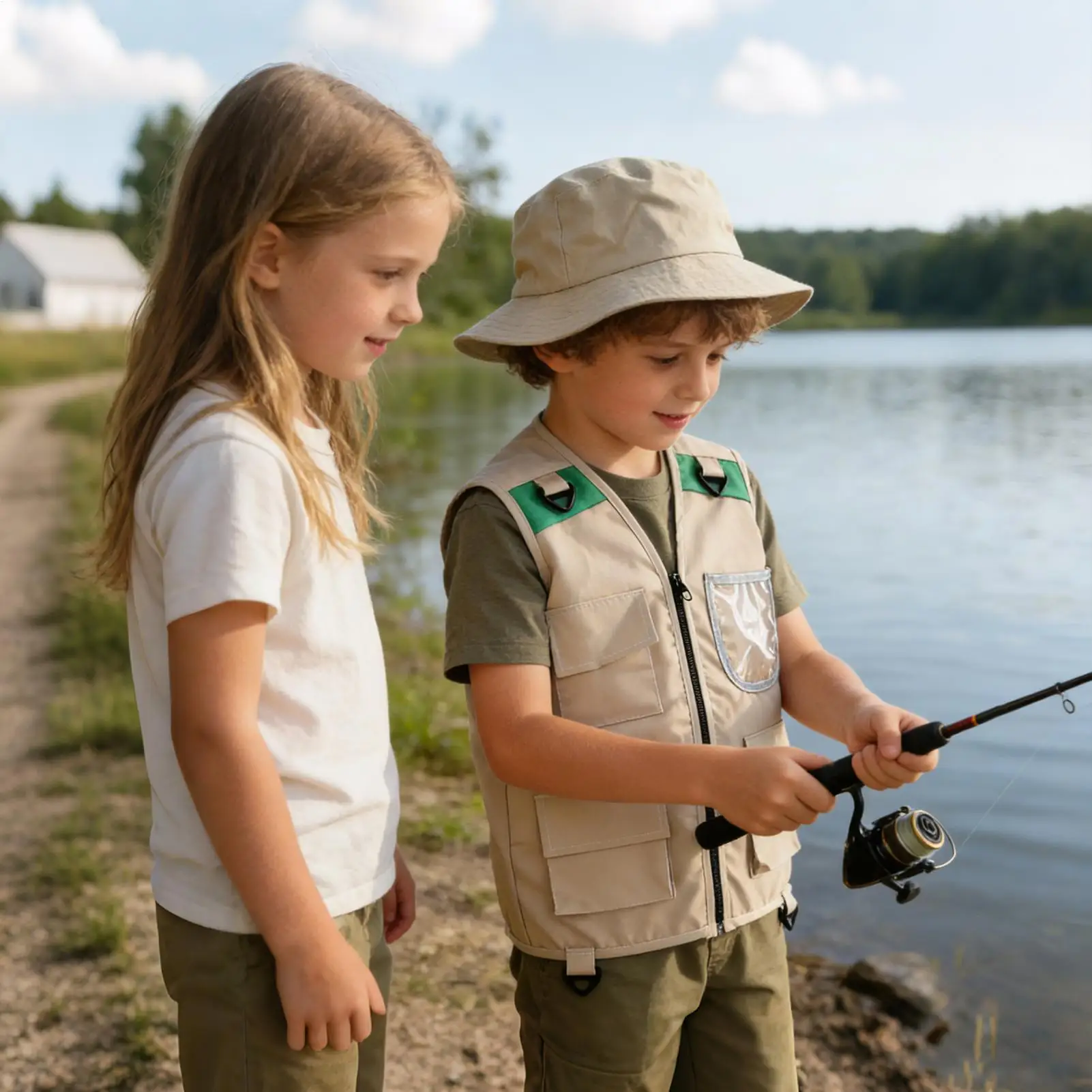 Hot Selling Children's Outdoor Explorer Clothing Vest Hat Camping Equipment Role Play Printing Logo adventure vests Safari Vest