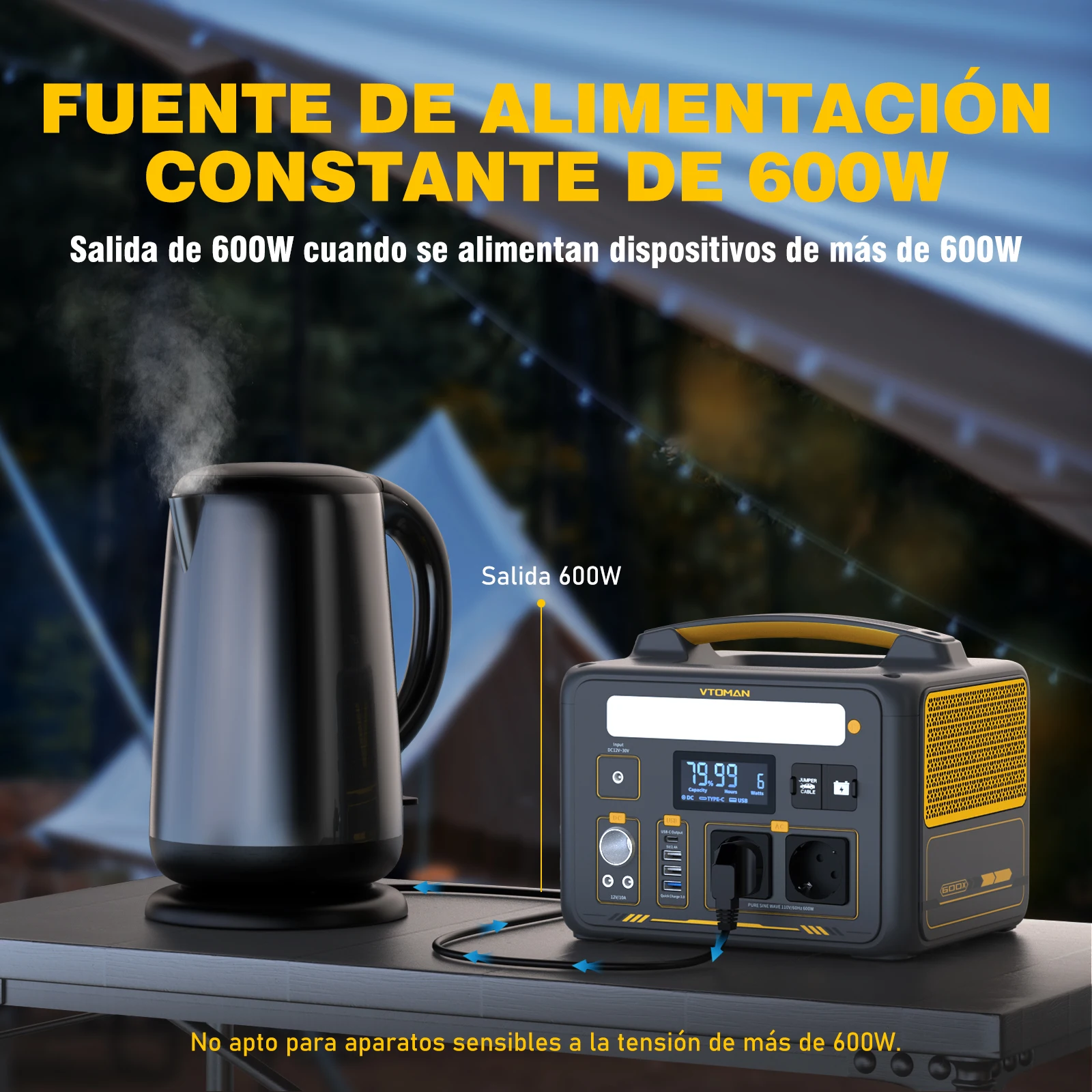 VTOMAN JUMP 600X Centrales eléctricas 299Wh LiFeP04 Batería de respaldo de emergencia Fuente de alimentación de alta potencia Generador de equipos