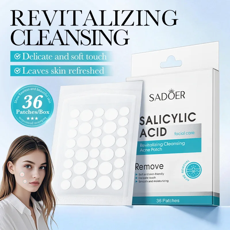 

Пластыри от прыщей с салициловой кислотой, 36 штук, гидроколлоидные наклейки от акне с центеллой азиатской для очищения и оживления кожи