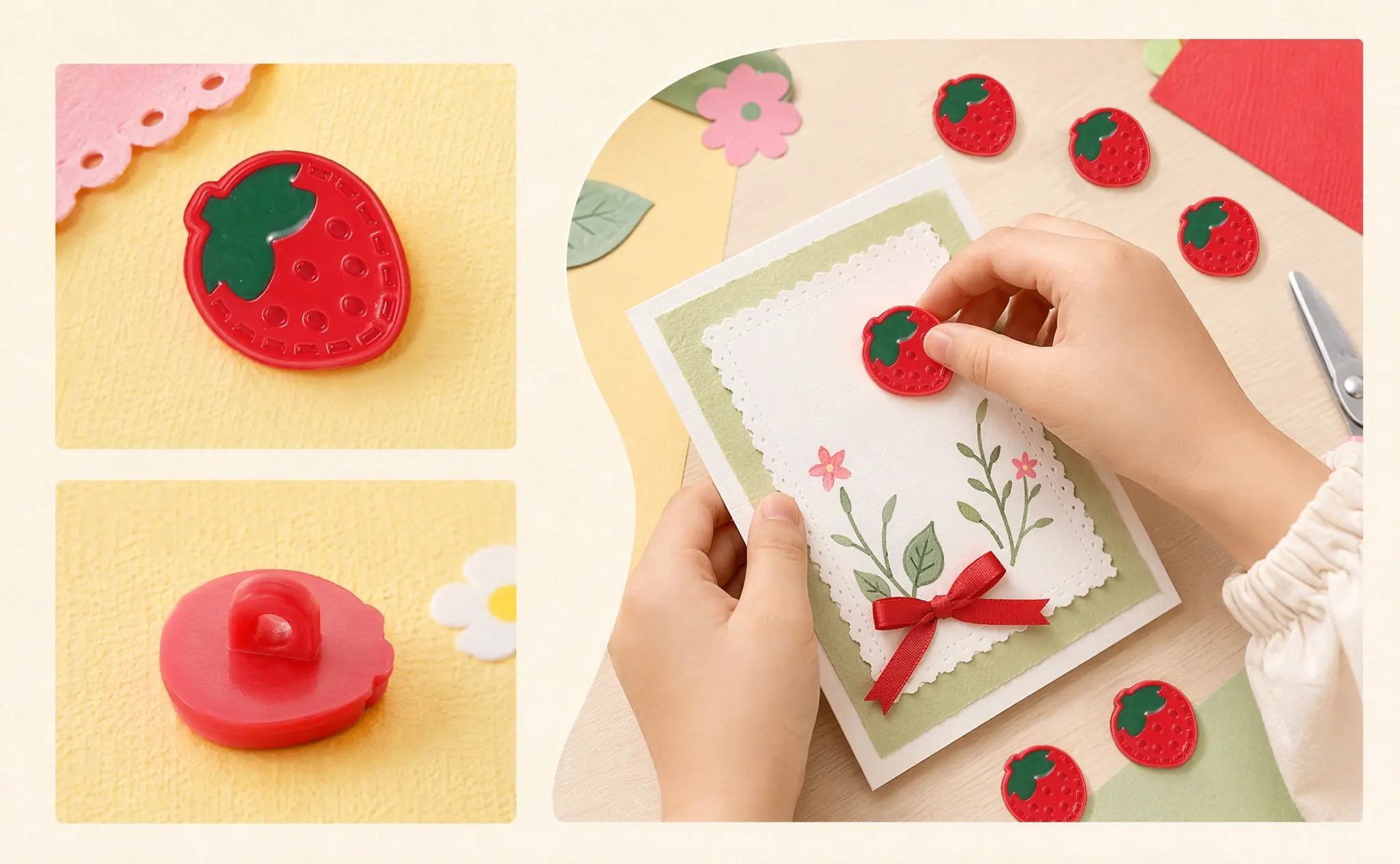 10Pcs Adorable Strawberry Buttons Plastic Snap Fasteners for Childrens Outfits Versatile Decorative Buttons for Pants Skirts