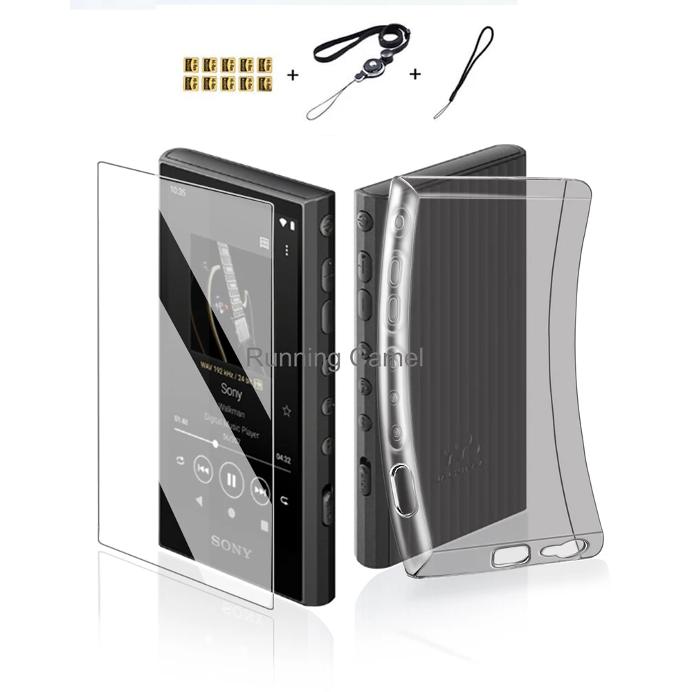 Soft Protective Shell Skin Case Cover for Sony Walkman NW-A300 Series NW-A306 NW-A307 with Front Screen Protector Tempered Glass