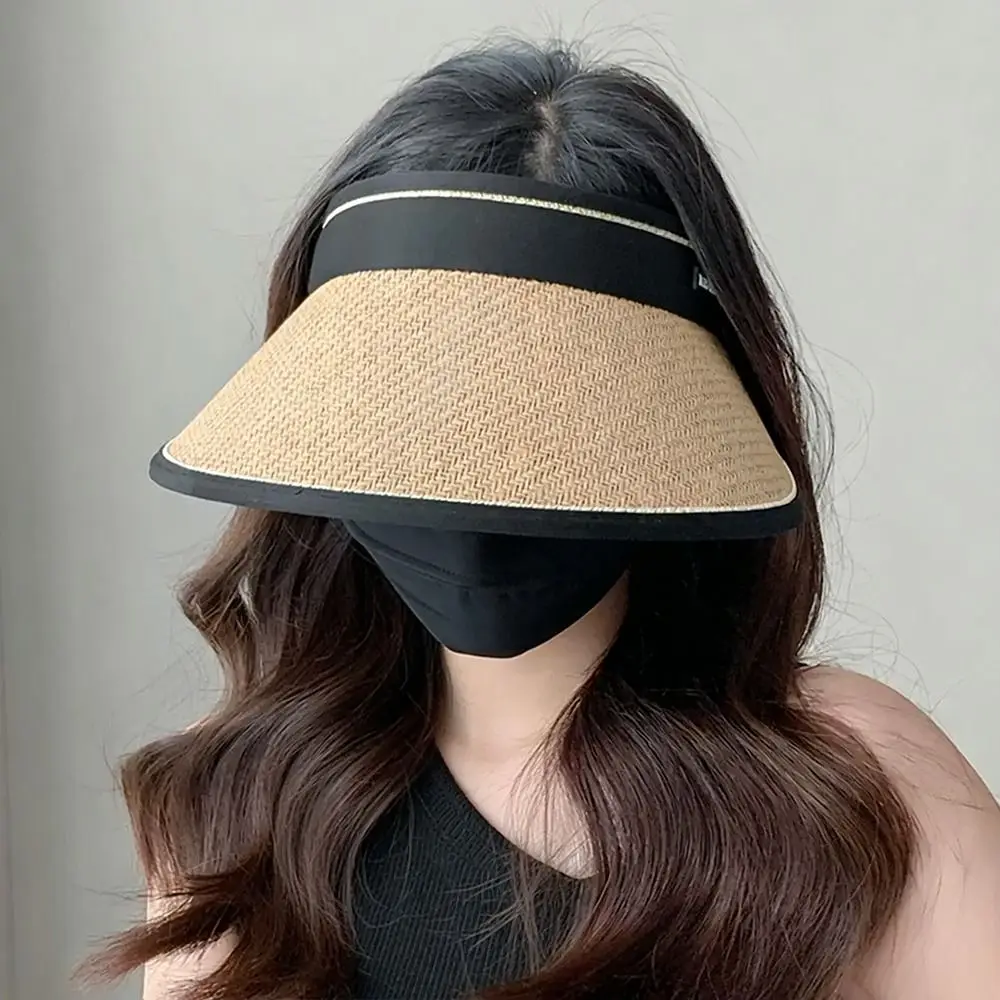 Woven Straw Foldable Bucket Hat Hollow Straw Plaited Design Straw Hat Foldable Design Empty Top Beach Hat Sun Protection