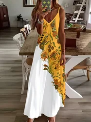 Summer Bohemian Style Women's Suspender Skirt Long A-line Oversized Casual Dress Women's Elegant New Summer Loose Beach Clothes
