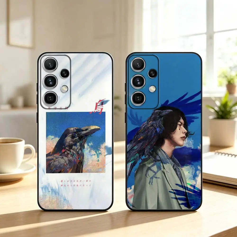 Singer K-Kenshi Yonezu Karasu Phone Case For Samsung S25,S24,S21,S22,S23,S30,Ultra,S20,Plus,Fe,Note,10,9,5G Black Cover