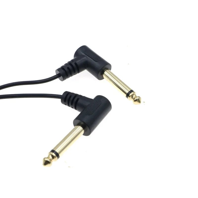 6.35 mm (1/4 inch) one-to-two 90-Degree Cable for Electric Guitar, Audio Amplifier, Bass Keyboard, Straight to L-Shaped Plug 3m