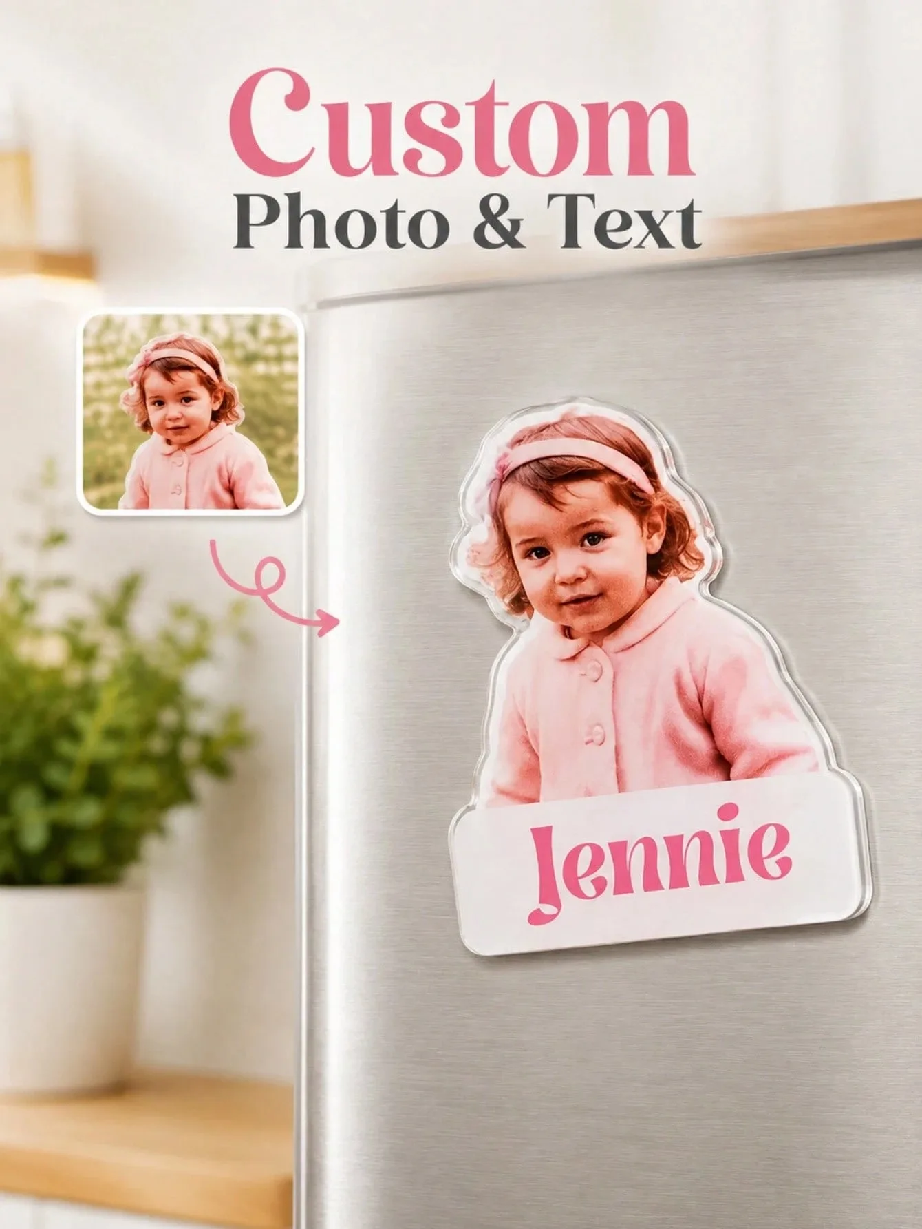 Customized Photo Acrylic Fridge Magnets, Personalized Photo Fridge Magnets, Photo Magnets, Cute Fridge Magnets, Strong Fridge