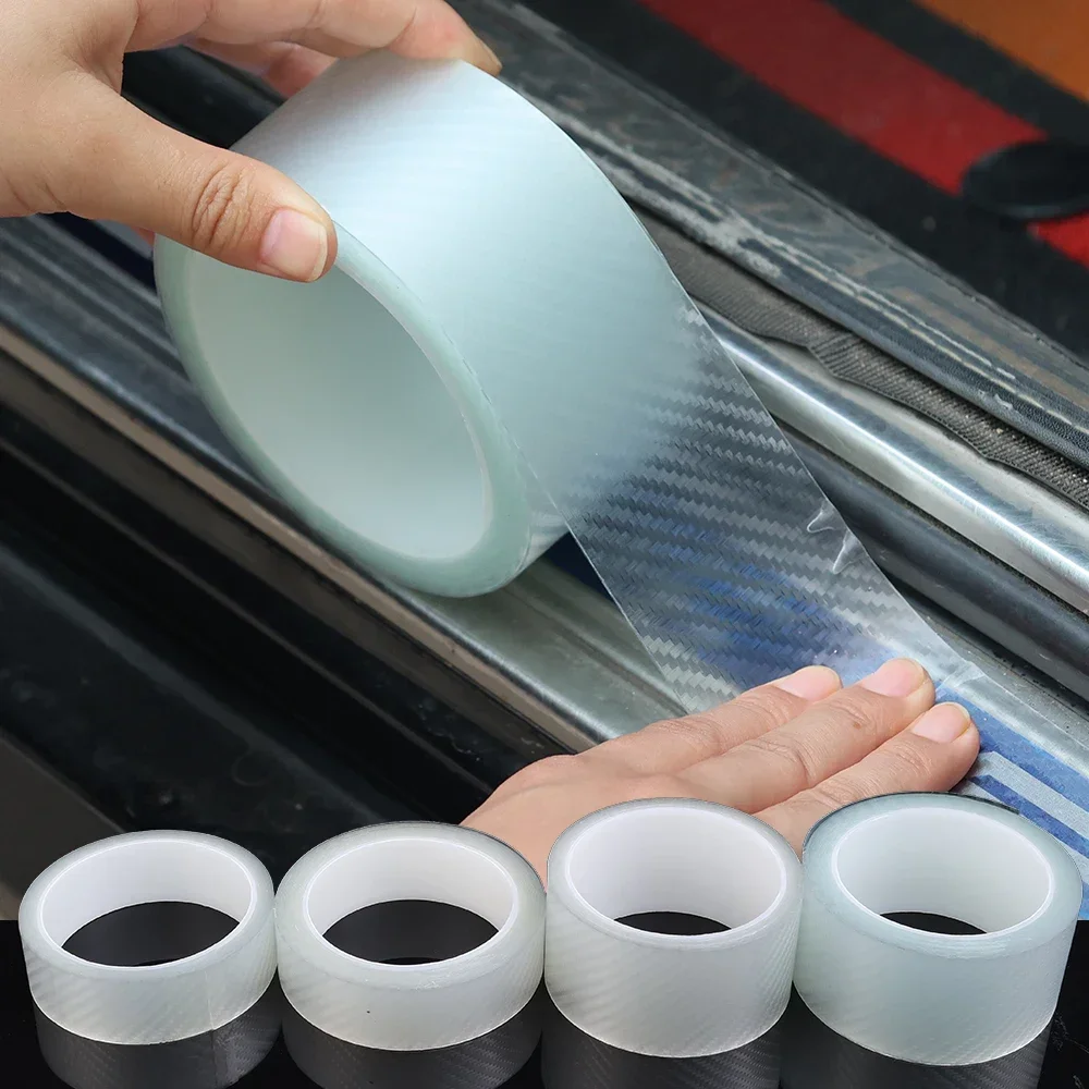 Transparent Carbon Fiber Car Stickers Car Door Sill Anti Trampling Adhesive Tape Corner Anti-collision Scratch Protection Film