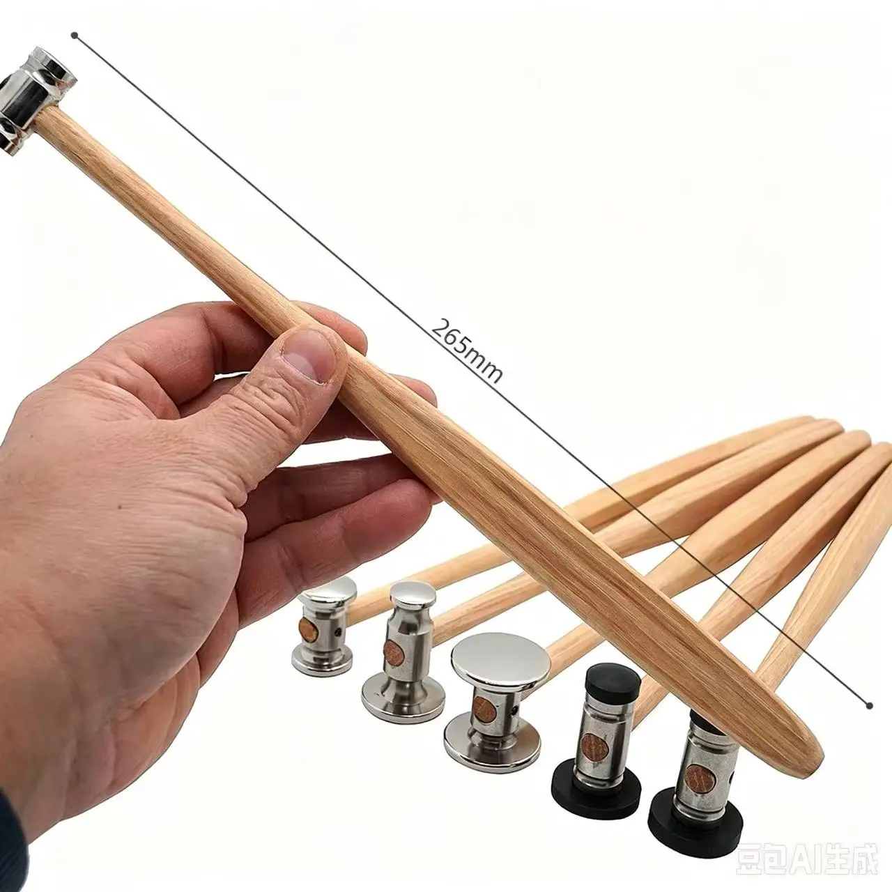 Brass & Woodwind Instrument Repair Sheet Metal Hammer, 304 Stainless Steel Mirror Polished Flat Handle Hammer for Musical Instru