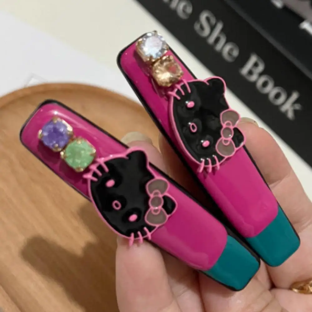 6cm Sanrio Hello Kitty new pattern Duckbill clip Flash Diamond Cartoon anime periphery Hair accessories Children Liu Hai clip