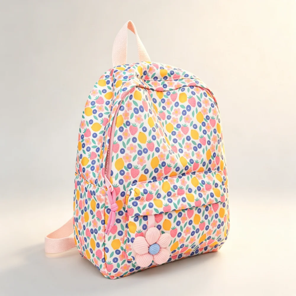 Children's Bag, Flower Print Casual Backpack For Young Children, Personalized Embroidery Name, Back To School Gift
