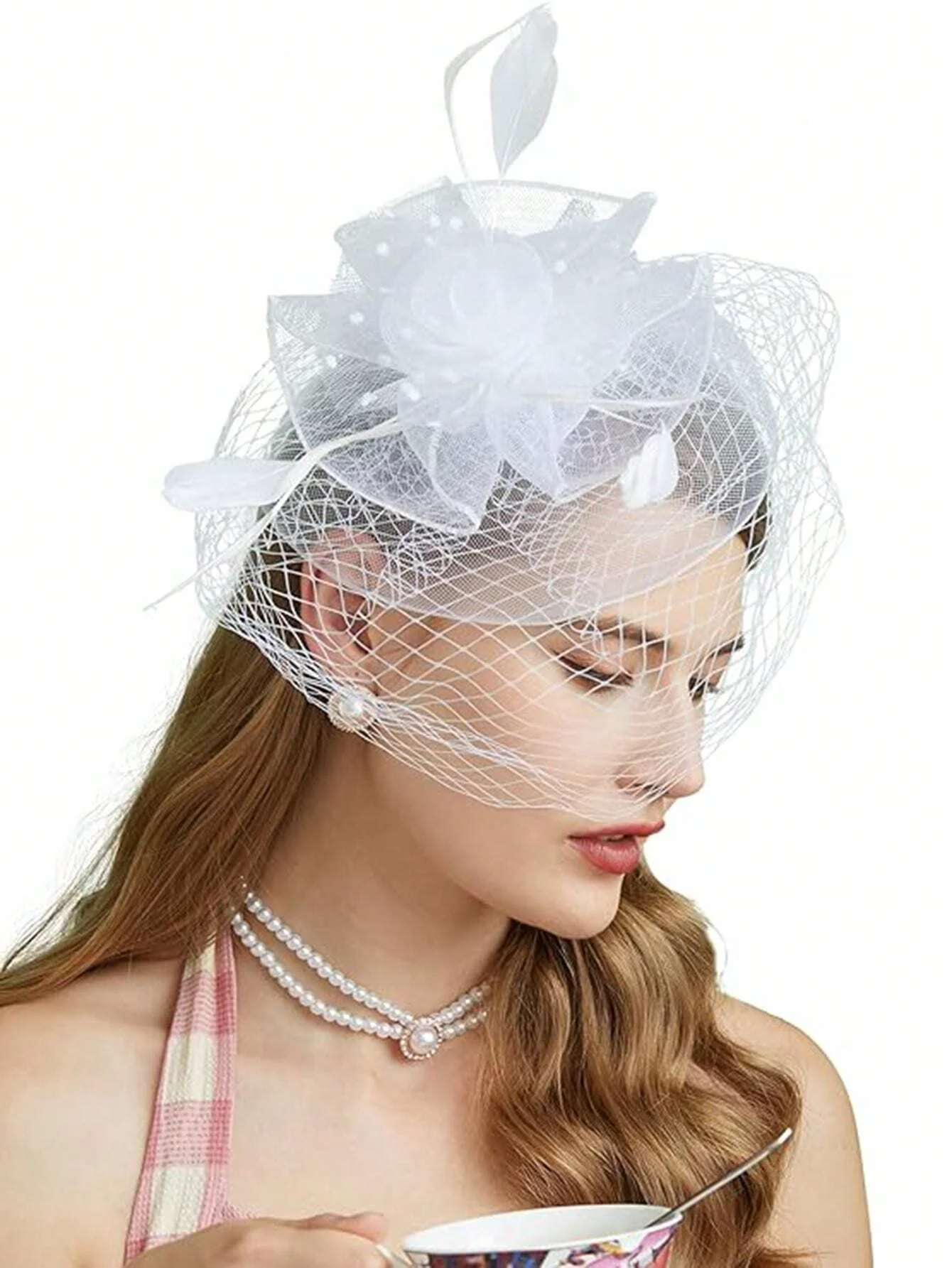 Fascinators Hats 20s 50s Hat Pillbox Hat Tea Party Headwear With Veil For Girls And Women,Christmas Accessories