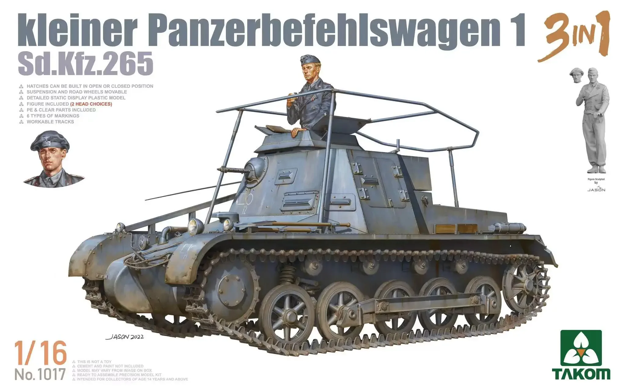 

Takom 1017 1/16 Кленер Panzerbefehlswagen I Sd.Kfz.265 3 в 1 (пластиковая модель)