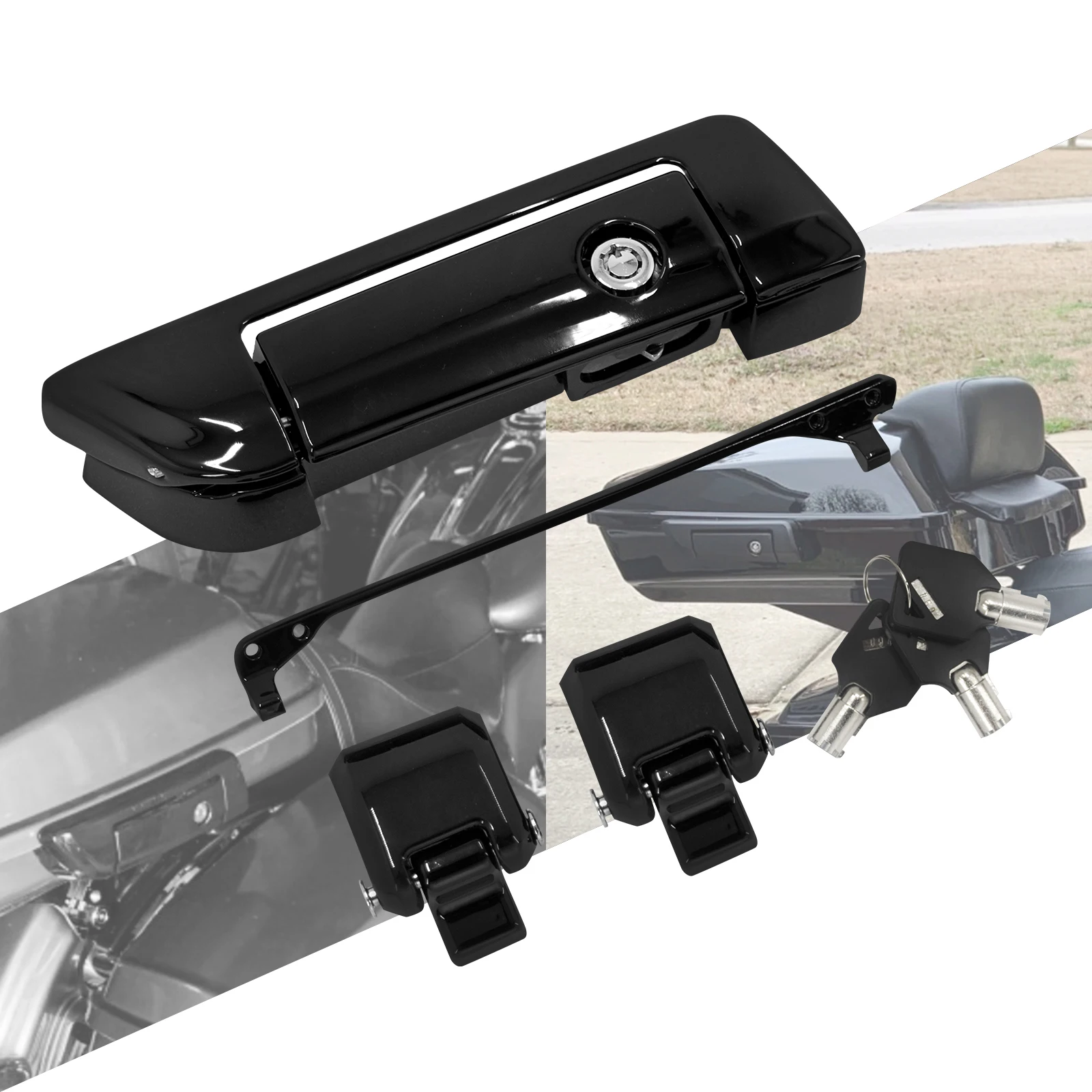 Motorcycle Tour Pack Trunk Latches Tour Pak Pack Trunk Lid Latch with Keys Fit for Harley For Touring For Road King