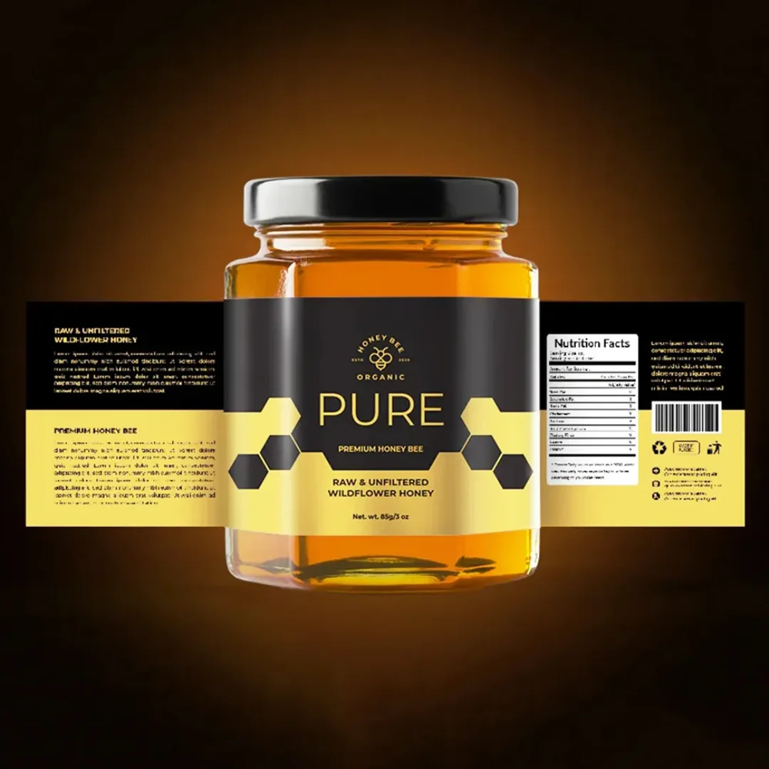 Custom Honey Jar Labels Waterproof Die-Cut Stickers Residue-Free Vinyl Self-Adhesive Paper Food Sealing Markings for Jars