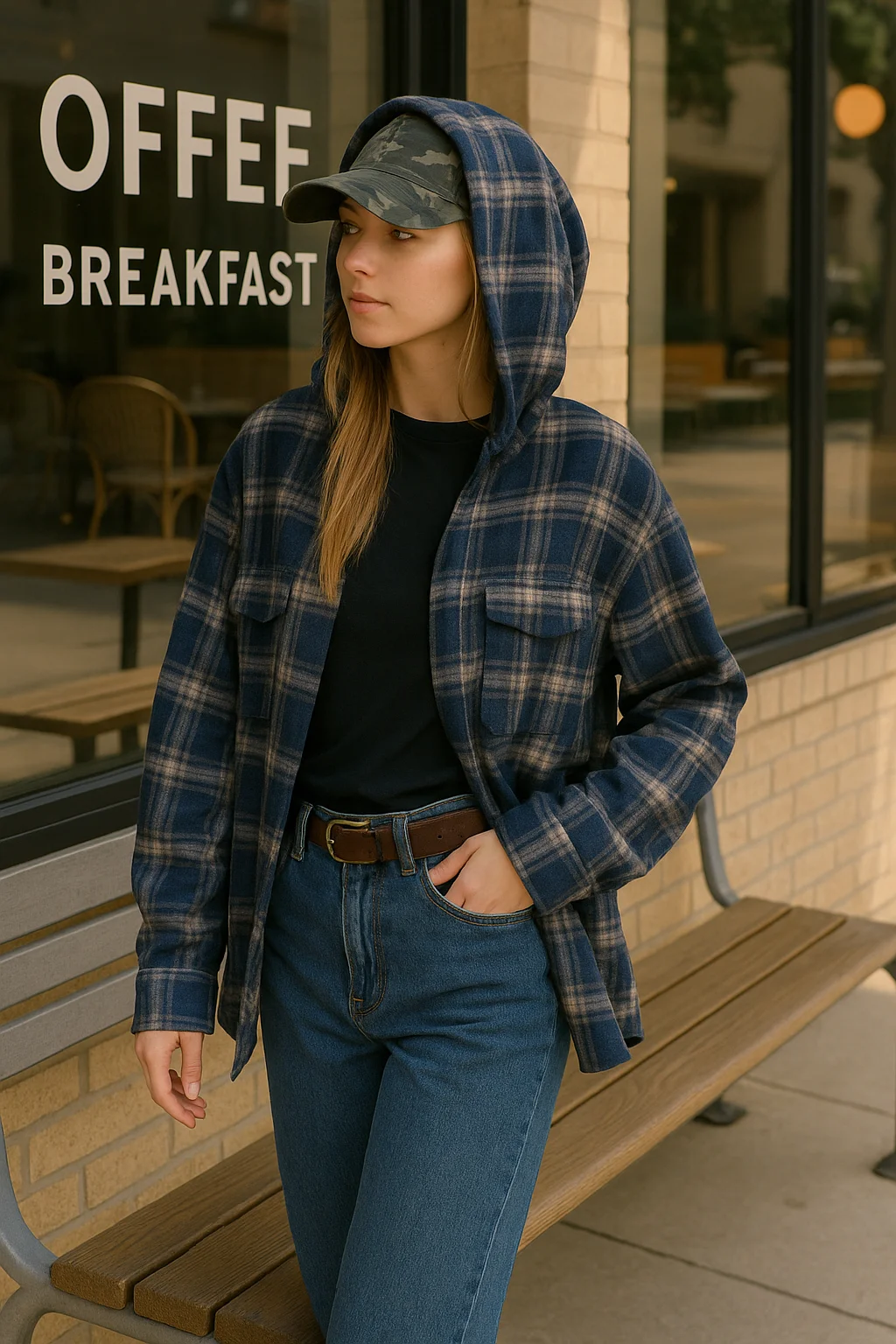 

Women Plaid Hooded Shirt Jacket Casual Loose Oversized Flannel Coat Streetwear Vintage Autumn Outerwear Blouses harajuku fashion