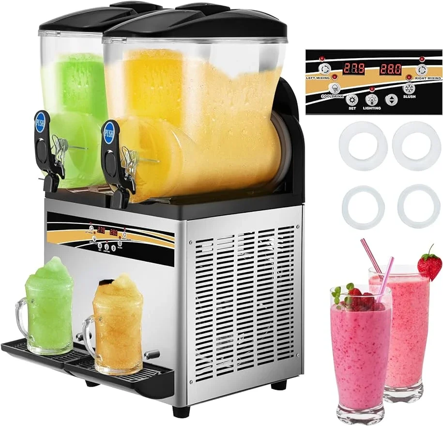 

Commercial Slushy Machine,1000W Stainless Steel Smoothie Frozen Drink Maker for Supermarkets Cafés Restaurants Bars Home Use