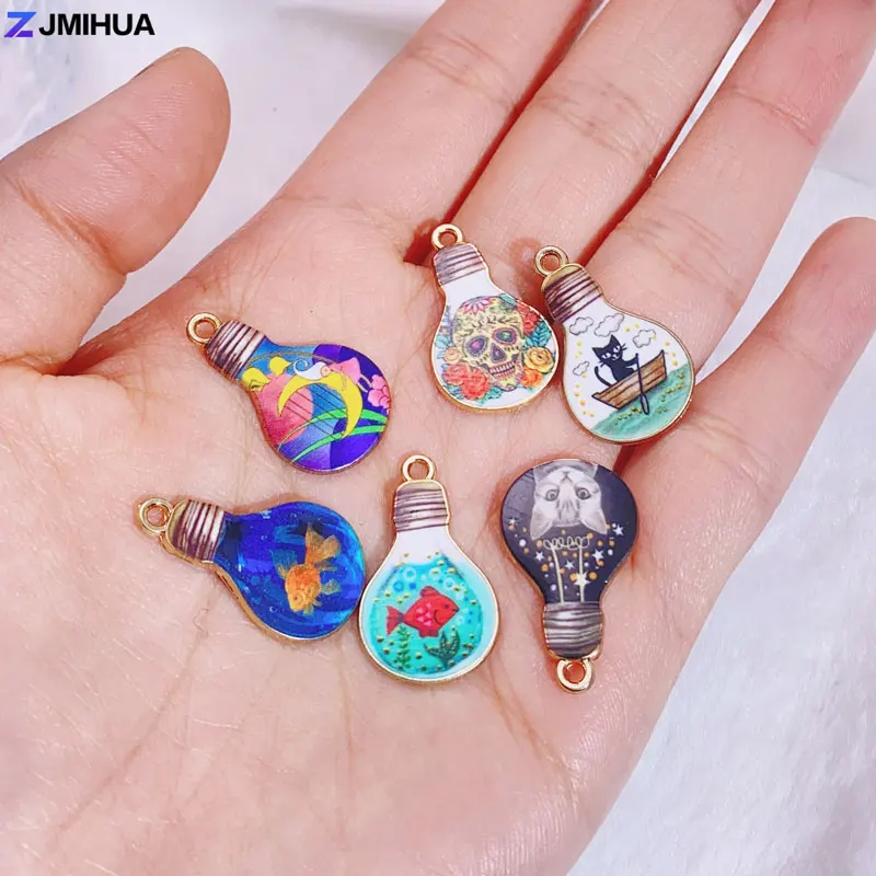 15pcs Various Printing Enamel Charms Pendant For Jewelry Making Findings DIY Handmade Earrings Bracelets Supplies Accessories