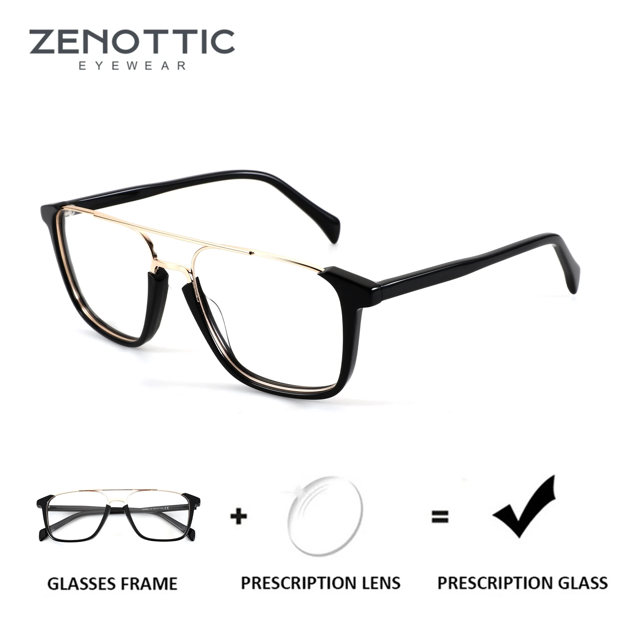 

Очки ZENOTTIC (размер M) для мужчин, на заказ, с диоптриями, из ацетата, для коррекции зрения, при близорукости, оптические