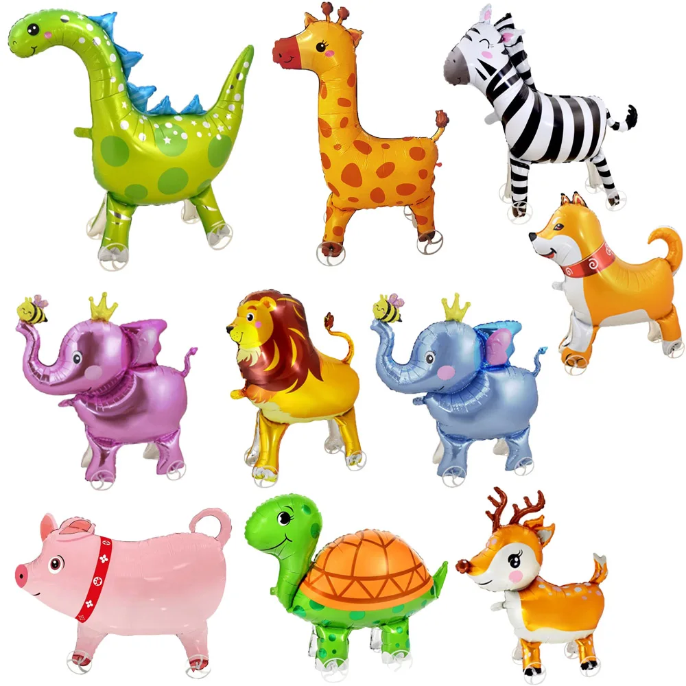 Dschungel Tier Luftballons Elefant Giraffe Dinosaurier Zebra mit Rädern Folienballon Cartoon Tier Ballon Babyparty Party Geschenke