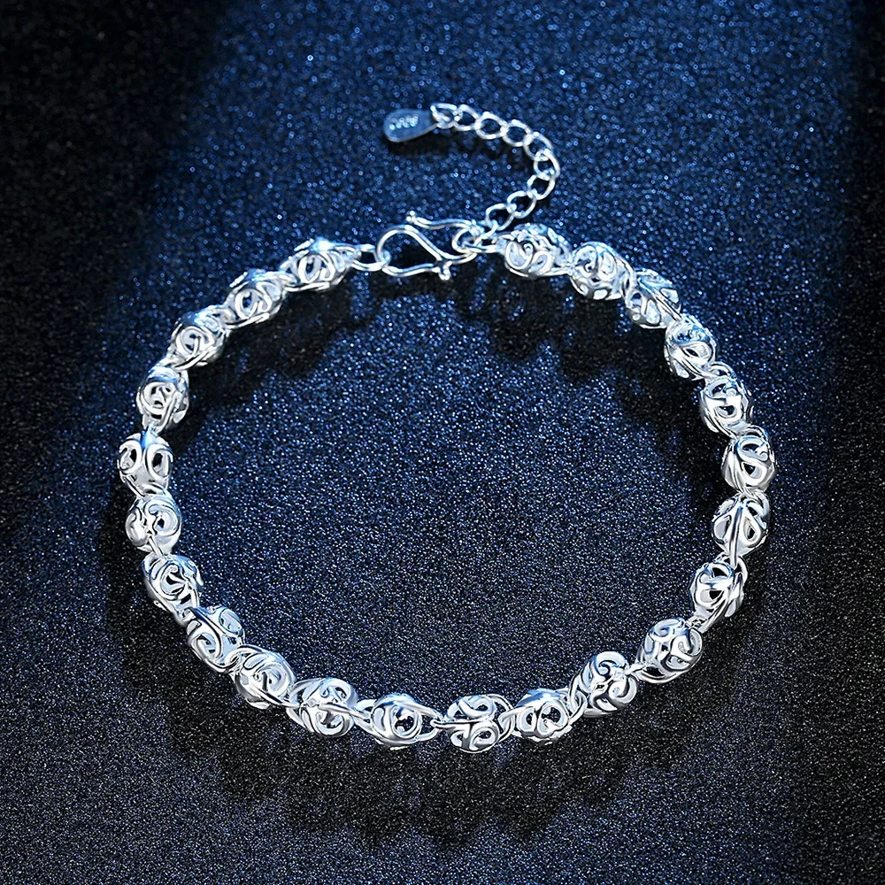 DGUSO Pulsera Plata Mujer, Pulsera Mujer Plata De Ley 925, Pulseras Plata Mujer, Pulsera Plata Mujer 925 Pulsera De Corazón Ajustable Con 1 Anillo De Plata, Pulseras De Plata Mujer Para Mujer