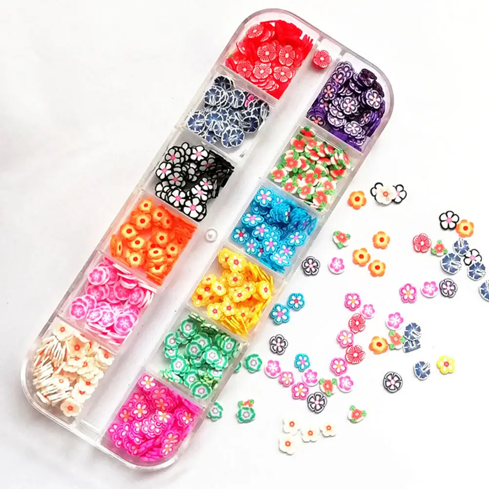 Manicure Sequins 12-Grid Crystal Mud for Nail Art, Sparkling DIY Nail Decorations & Polymer Clay Filling Tool
