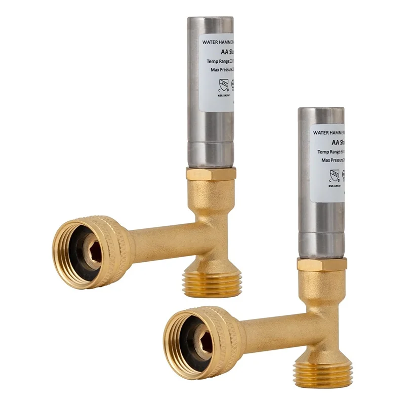 

T02C!Water Hammer Arrestor, 3/4Inch NPT Thread For Washing Machine, Laundry Pipe, Washer,Hammer Arrestor (2-Pack)
