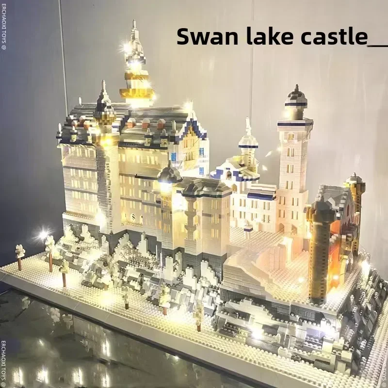 Swan Lake Castle Building Blocks Set Children Brick Assembly ToyTrain Hands-on Skills Creative Educational Building Toy for Kids