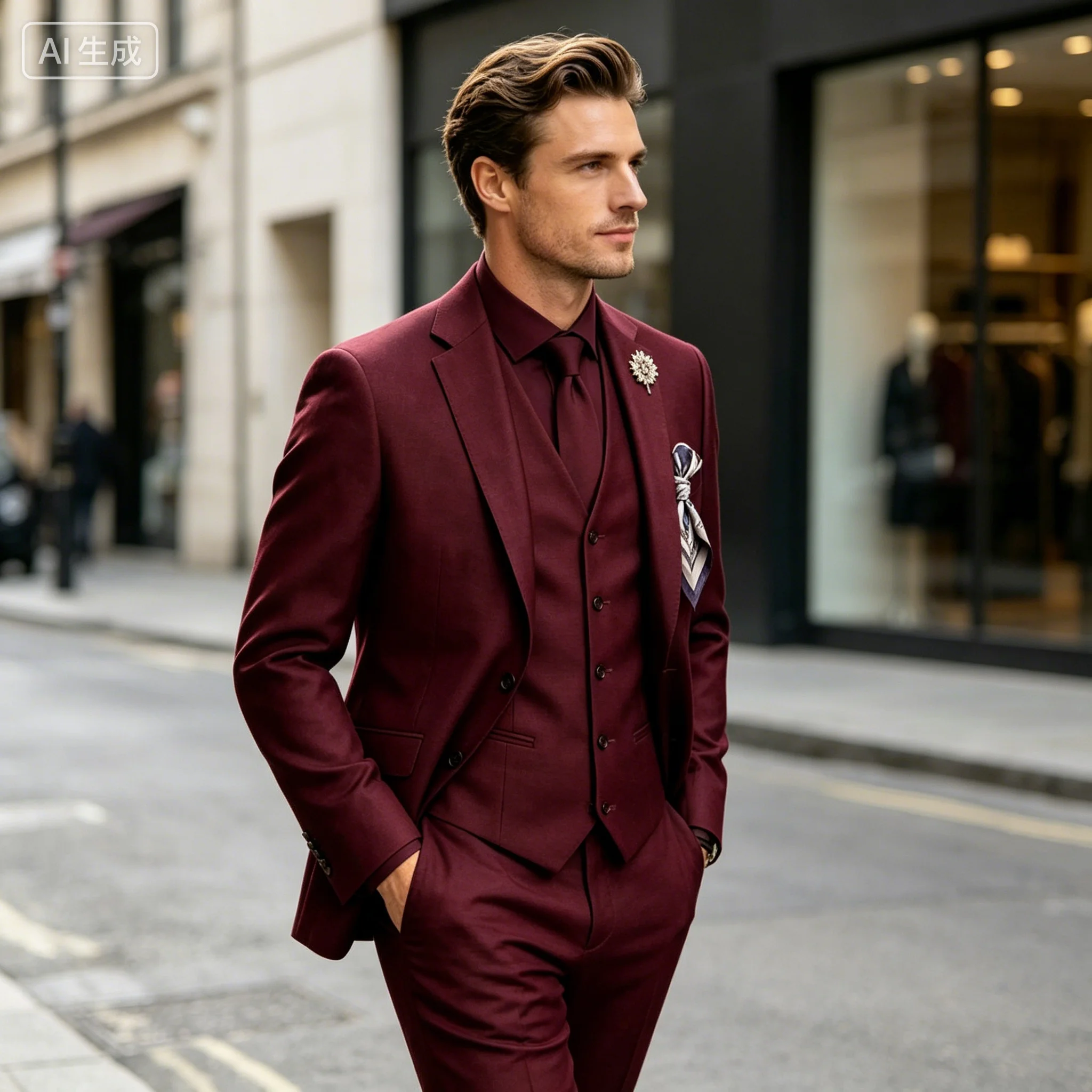 

Men's Business Casual Three-Piece Suit Soft Fabric Jacket Pants Vest Office Wear Comfortable Fit