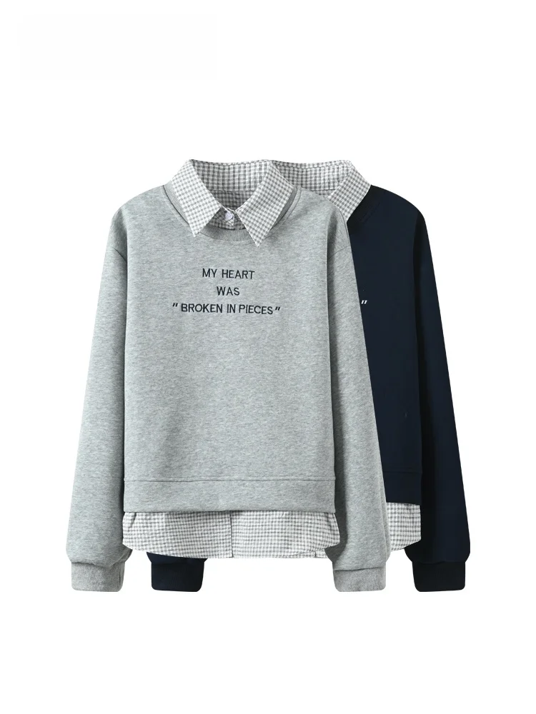 

Loose Ne Sweatirt Women plus Size Casual Sle Spring Autumn Versatile Big Sister Comfortable Fit College Sle Top