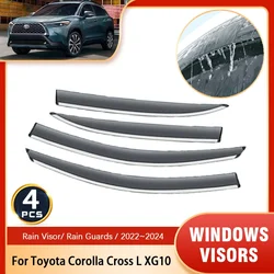 Deflectors for Toyota Corolla Cross L XG10 2022~2024 Auto Accessories Car Window Visors Rain Eyebrow Guards Wind Windscreens
