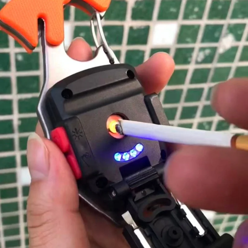 

Keychain Multifunctional Cigarette Lighter Portable Outdoor Camping Strong Light Rechargeable Mini Flashlight Men's Gift