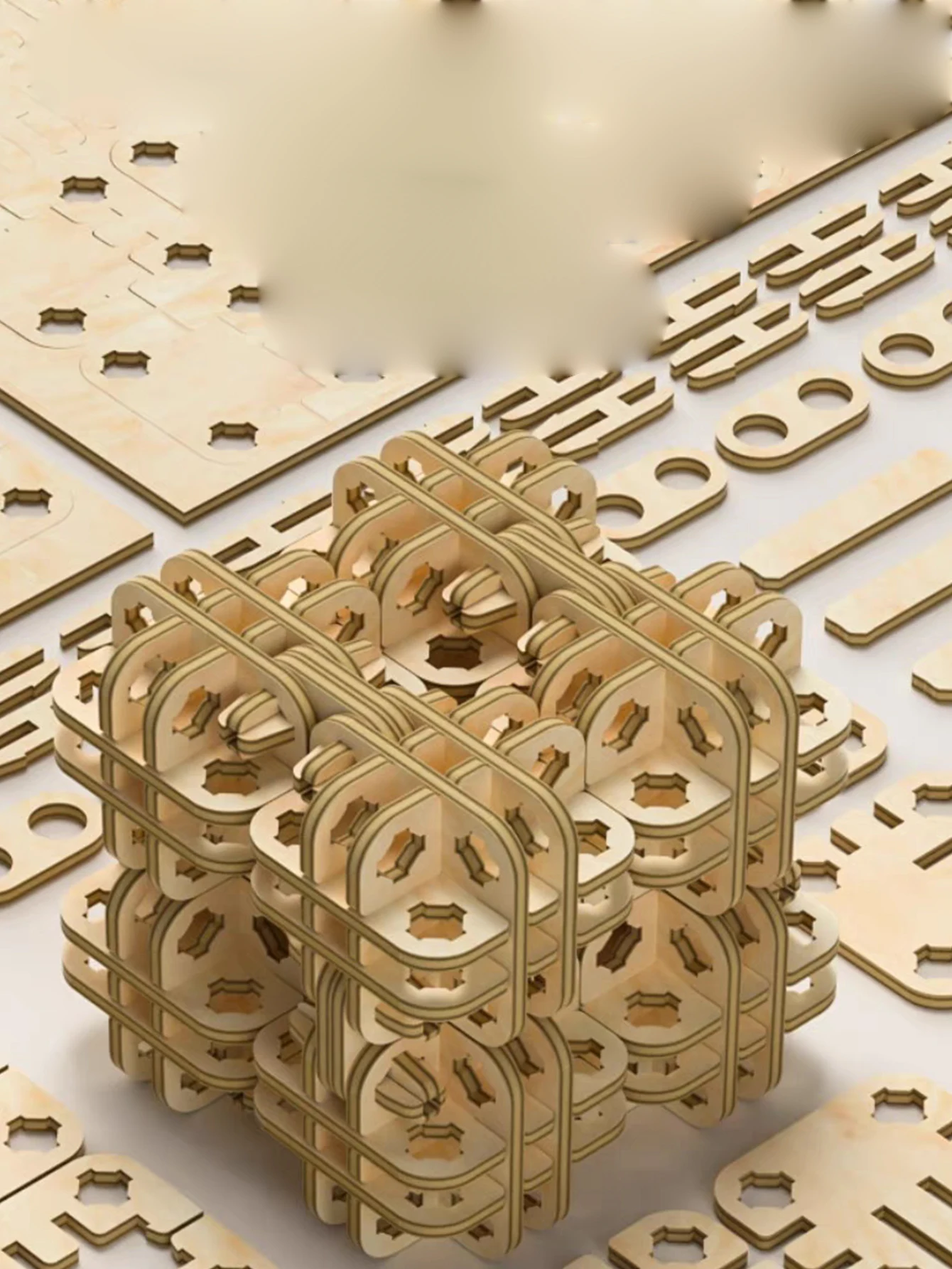 3D Wooden Puzzle Magic Cube Model Kit DIY Handmade Construction Gifts for Christmas and Birthday