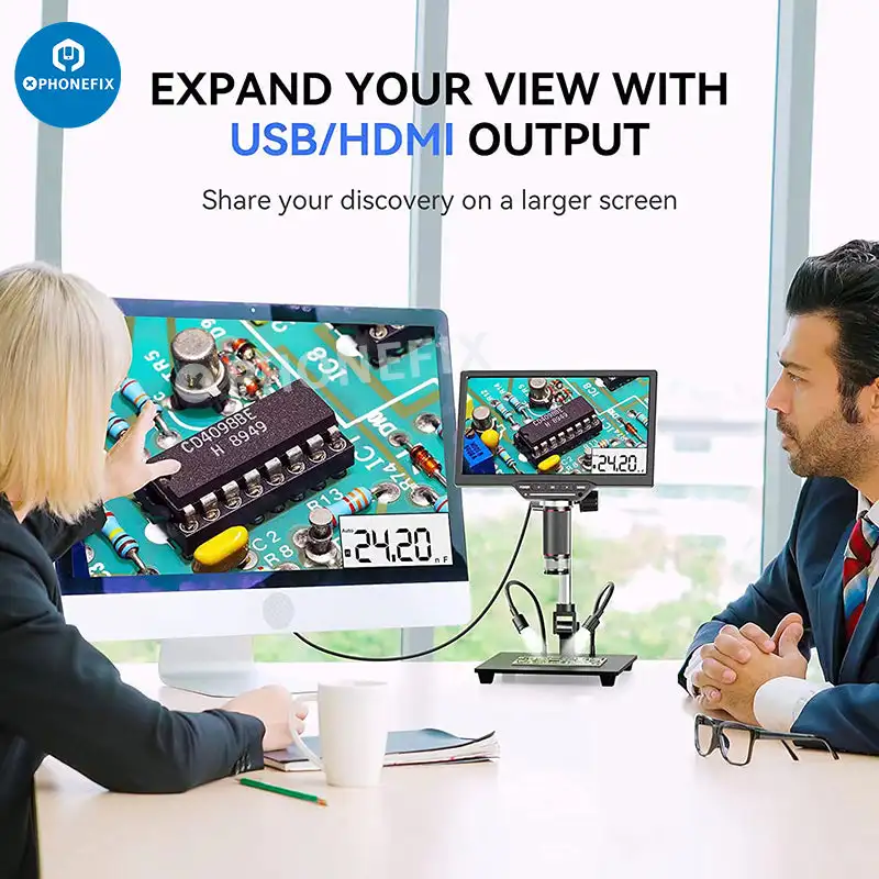Imagem -02 - Microscópio Eletrônico Digital para Solda Amplificação Contínua Lupa Hdmi Usb Dm201m 16mp 1200x