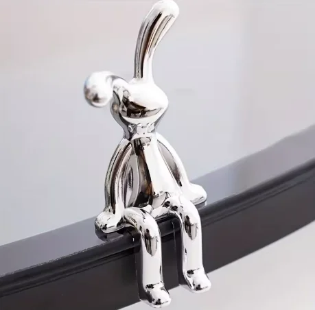 2PC Long-Eared Rabbit Double Statue Cartoon Living Room Bedroom Car Desktop Decorative Accessories - Cute Rabbit Theme Decoratio