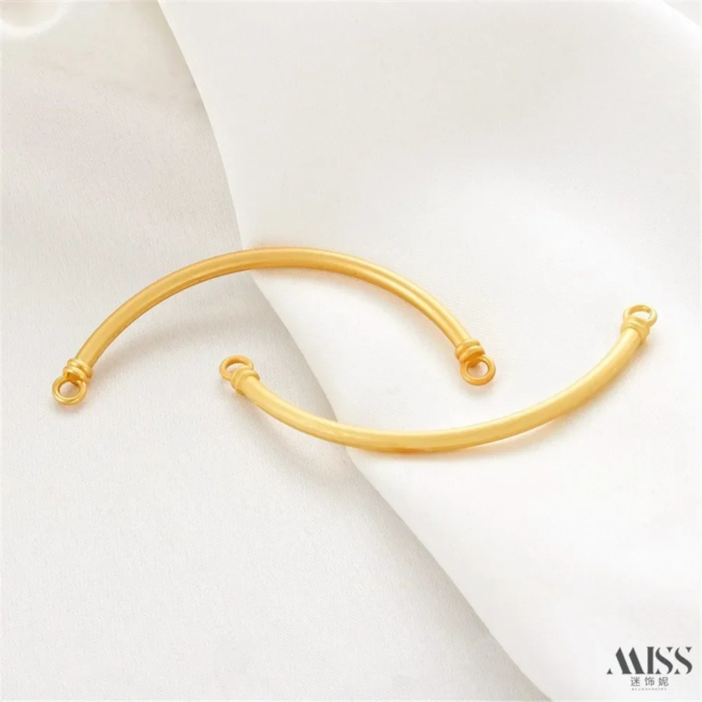 Ancient Method Matte Gold Face Half Bracelet Double Ring Connecting Rod Bent Tube Bracelet DIY Braided Rope Bracelet Accessories