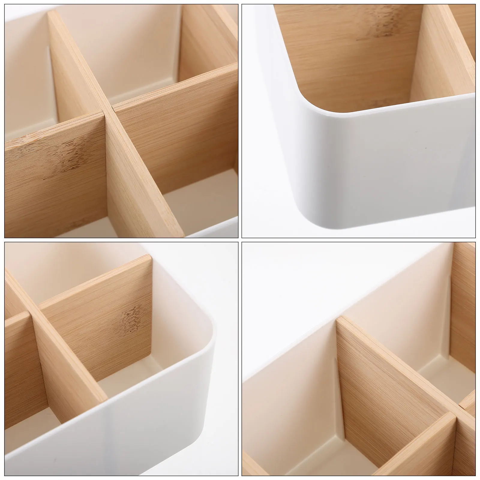 

Creative Detachable Multi Grid Storage Box Desktop Home Office Pp Bamboo Material Small Light Makeup Skincare Organizer Key