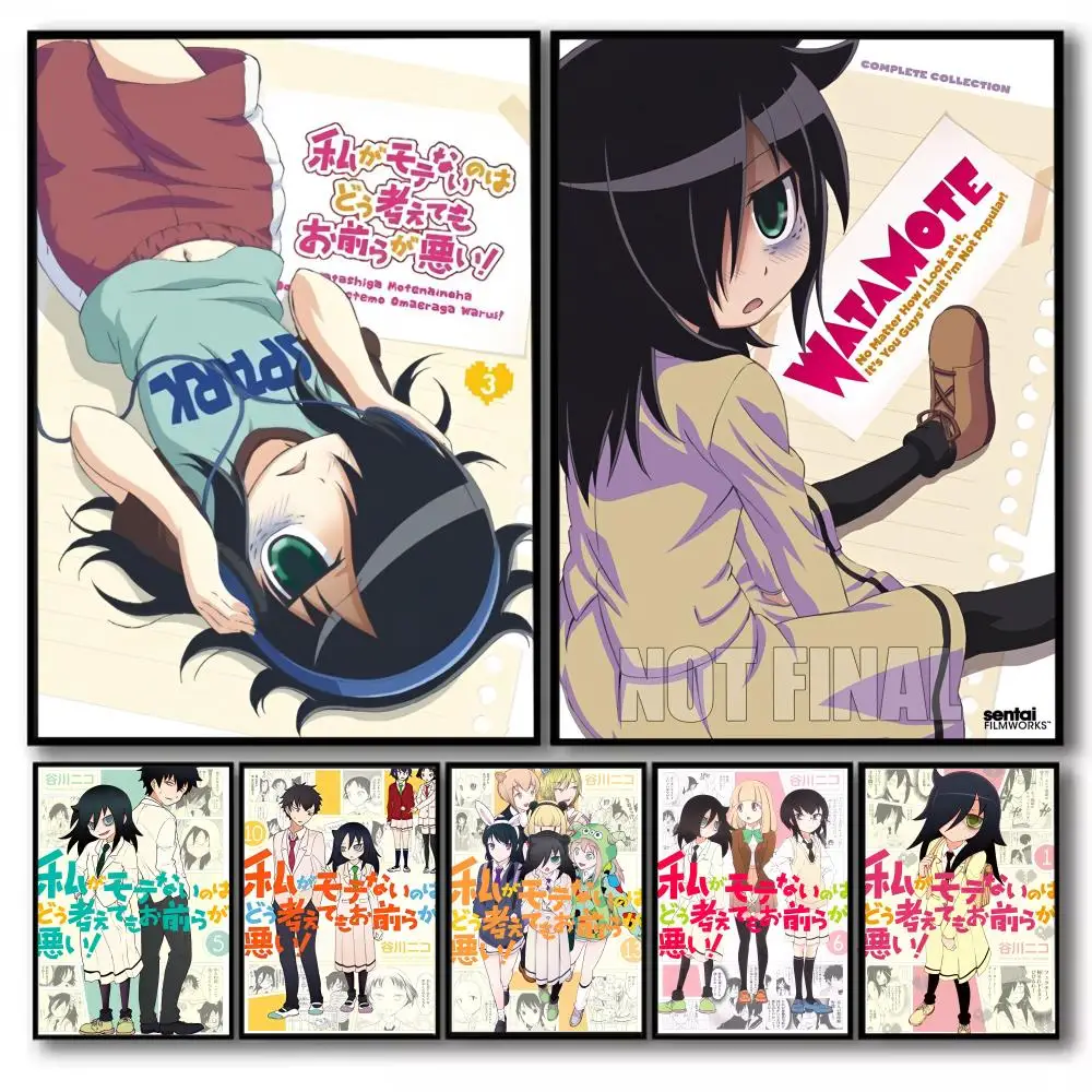 Anime W-Watamote Kuroki Tomoko Painting Calligraphy Canvas Poster for Bedroom Living Room Home Decor Wall Decoration Decals Gift