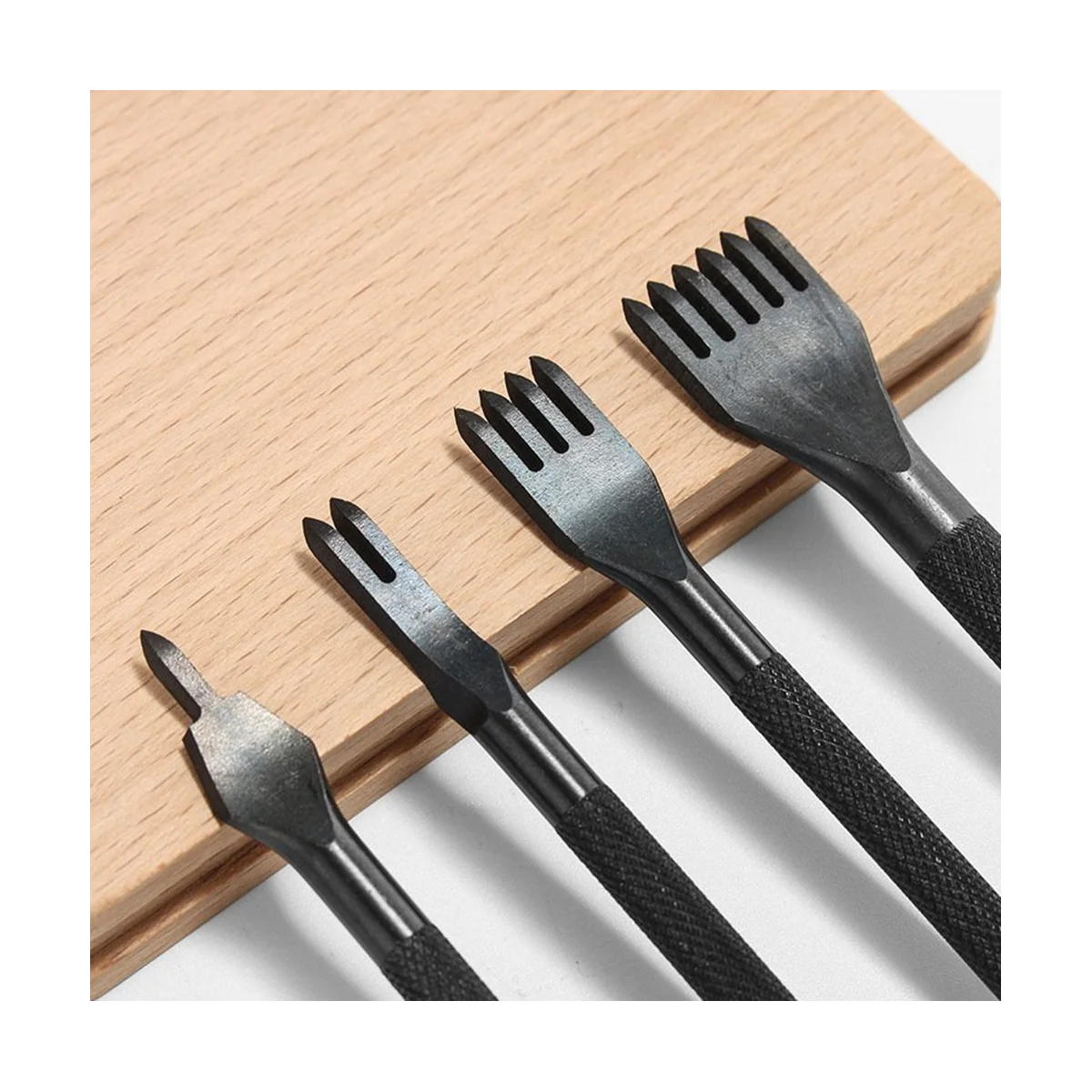 8Pcs 3mm 4mm 1/2/4/6 Prongs Inch Chisel Leather Craft Tools Hole Punch Lacing Stitching Perforate Leather Hole Puncher