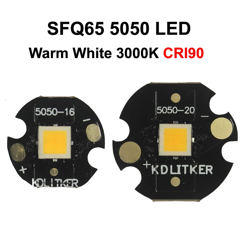 SFQ65 4x Core 3V 20A Warm White 3000K CRI90 5000 Lumens SMD 5050 LED on KDLitker DTP Copper mCPCB High CRI Yellow Light