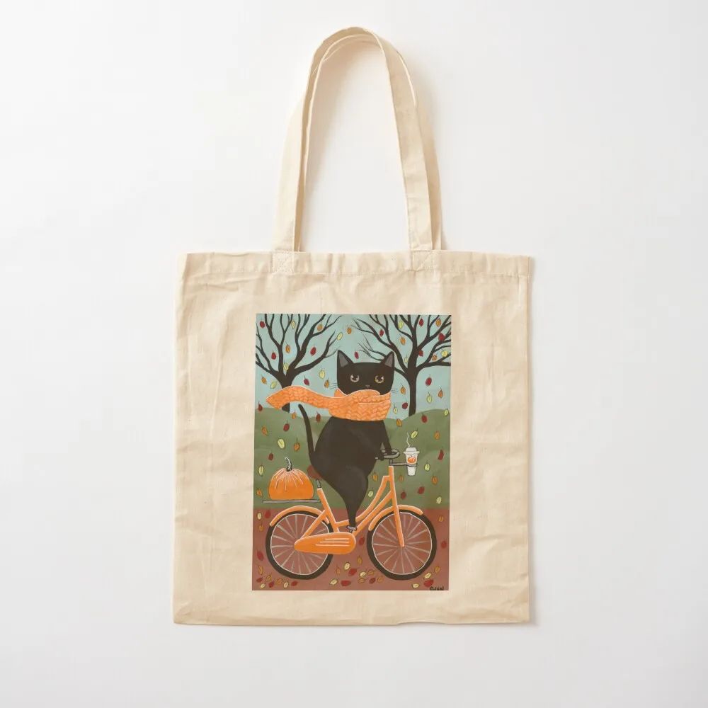 

Black Cat Autumn Bicycle Ride Tote Bag free delivery bags Big bag women