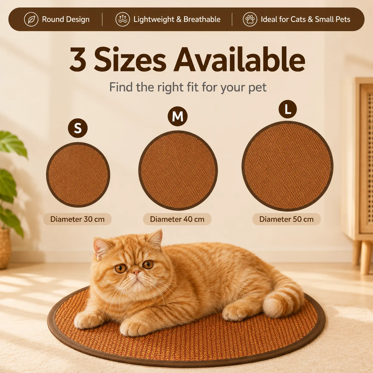 Dog Cooling Mat for Small Dogs Round Woven Summer Pet Pad
