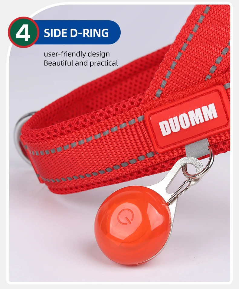 Hunde-Haustier-Brustgeschirr, breites Gurtband, zweifarbig, kontrastierend, vier Seadon-Hundegeschirr, Nylongriff, Outdoor-Hundegeschirr, reflektierend – Detail 9