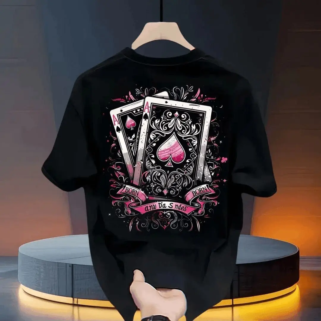 

American Hip Hop Street Cotton Short-sleeved T-shirt Men's Ins Loose and Heavy Personality Printing Round Neck Short Sleeves