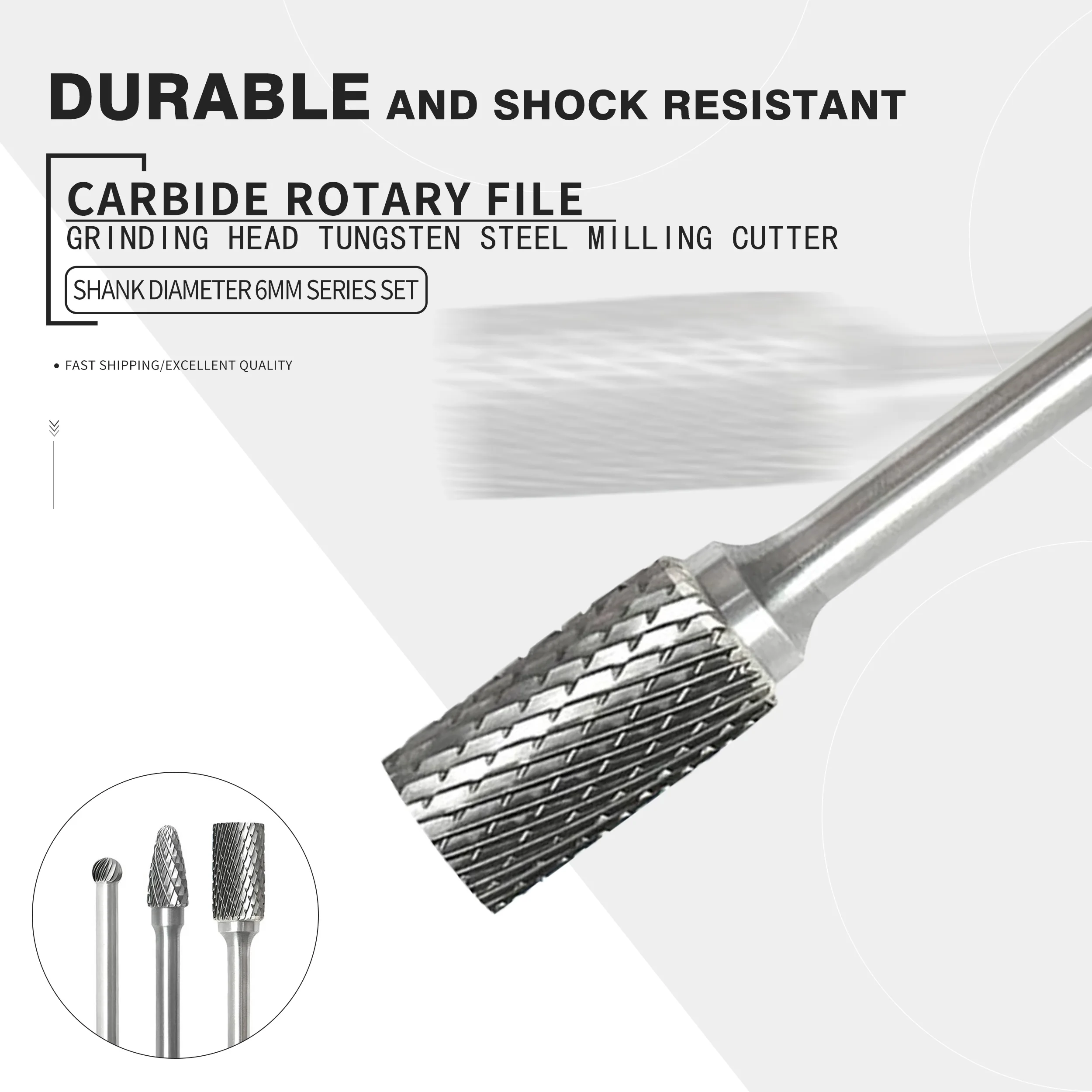 

Carbide Rotary File Grinding Head Tungsten Steel Milling Cutter Abrasive Tool Rasp Burr 10Pcs 15Pcs/1 Box Shank Diameter 6mm Set