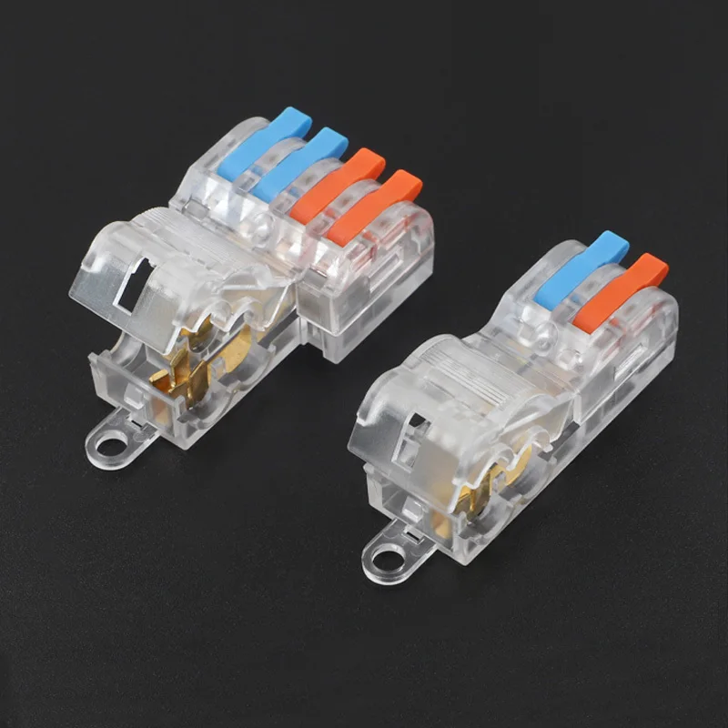 T-type Electrical Wire Connector Stripping-free Brancher Quick Cable Wiring Terminal Block Copper Core Two-in Four-out Branch