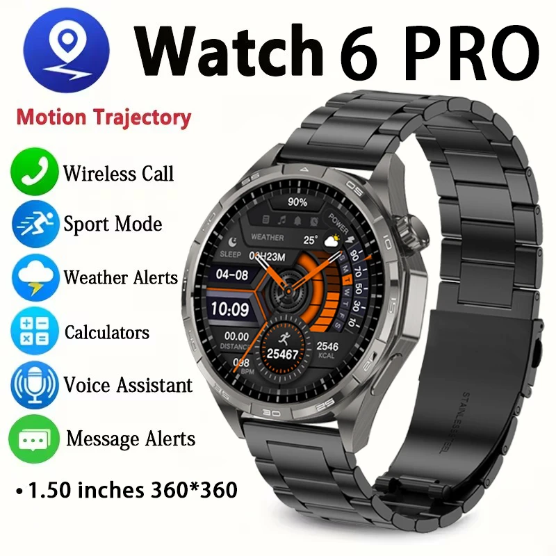 

For HUAWEI G T6 Pro GPS Smart Watch Men Watch 6 360*360 AMOLED Screen Health Bluetooth Call Man Smartwatch For Holiday Gifts
