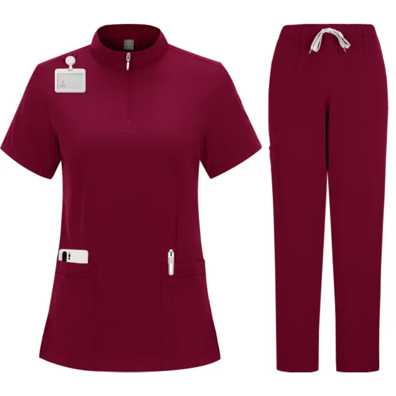 Nurse Accessories Scrubs Women Nurse Uniform Stretchy Doctor's Short Sleeve Uniform for Medical/Laboratory Clothing