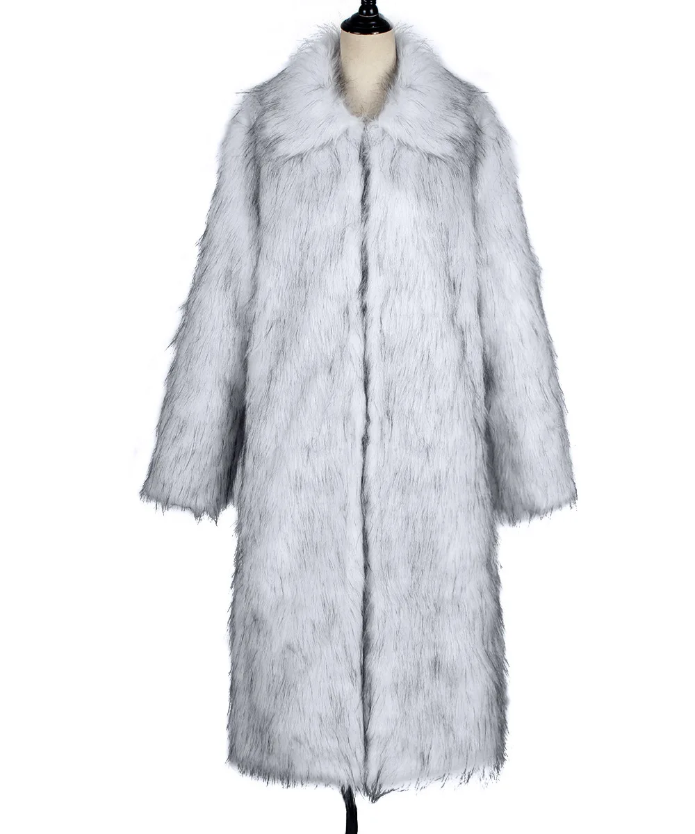 Vrouwen namaakvossenbontjas lange bontjas met lange mouwen kraagvorm open steek dik warm bont los casual 2025, herfst winter