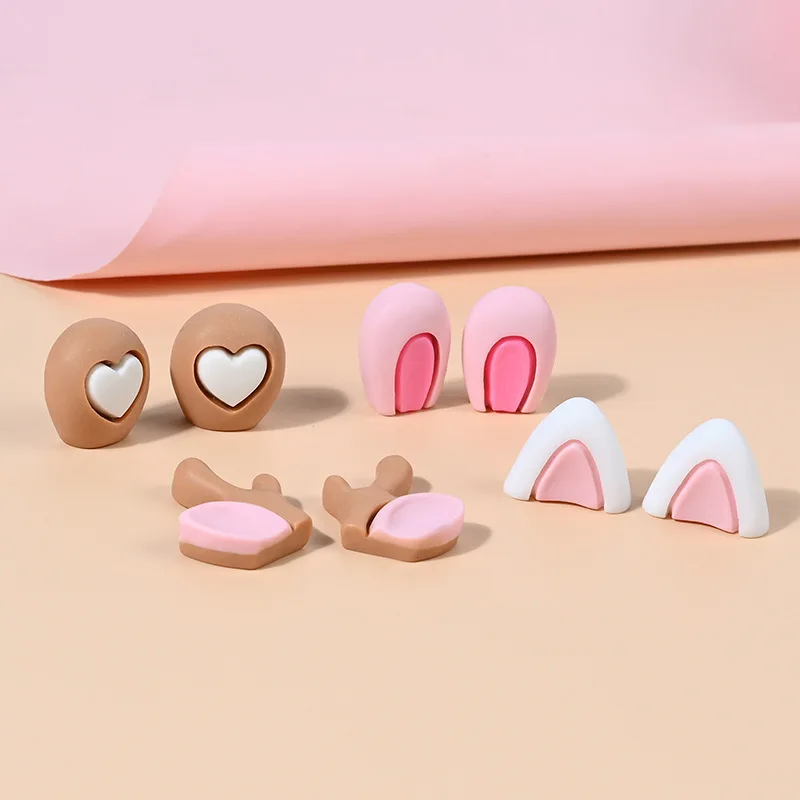 10pcs Diy Resin Cartoon Ears Charms Embellishments Flatback Scrapbooking Supplies Kawaii Accessories Cabochon Crafts Decoration